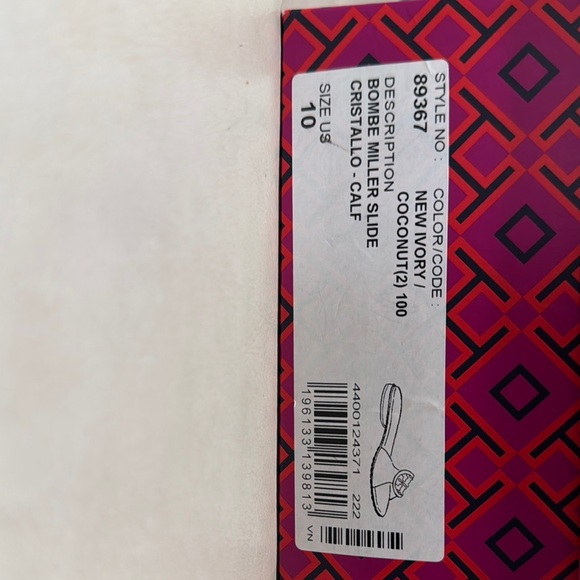 Tory Burch White Slide Sandals with Logo - Picture 2 of 3